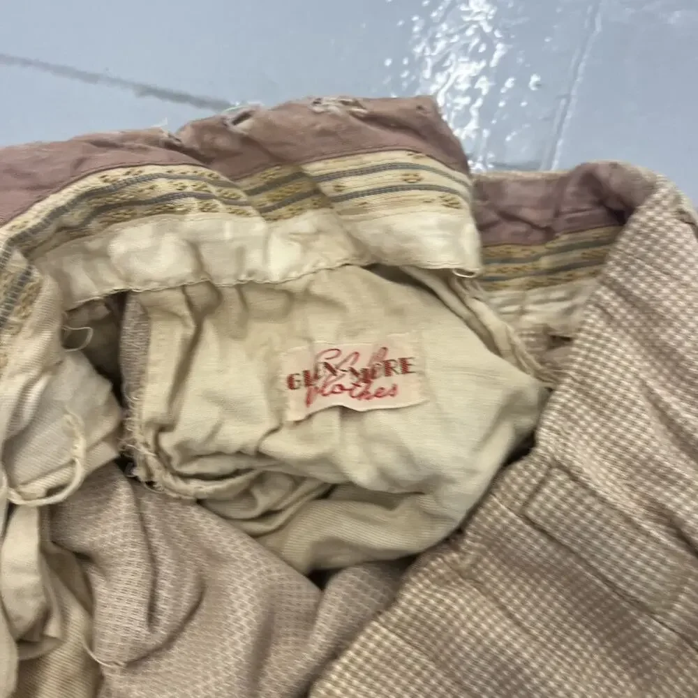 Vintage 40s Glen-More Beige Pattern Rayon Pants 29x29